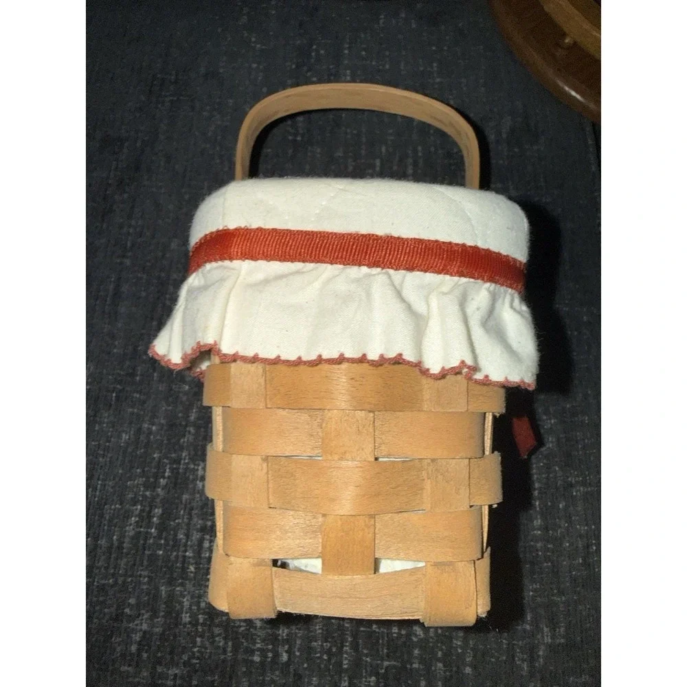 1986 Longaberger Basket – Red Bow Accent, Swing Handle - 9